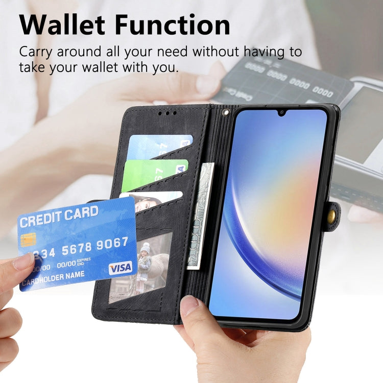 For Samsung Galaxy A13 5G Geometric Zipper Wallet Side Buckle Leather Phone Case(Black) - free shipping - PMC TechLife - Order now!