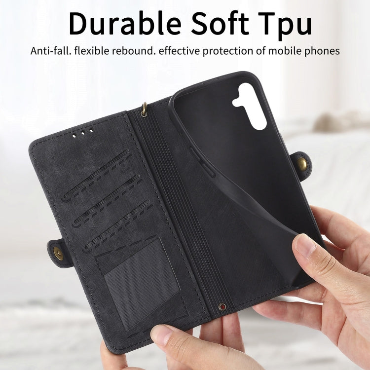 For Samsung Galaxy A54 5G Geometric Zipper Wallet Side Buckle Leather Phone Case(Black) - free shipping - PMC TechLife - Order now!