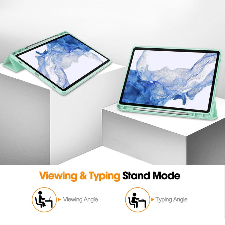 For Samsung Galaxy Tab S9 ENKAY Tri-fold Custer Leather TPU Bottom Smart Case with Pen Slot(Black) - free shipping - PMC Jewellery - Order now!