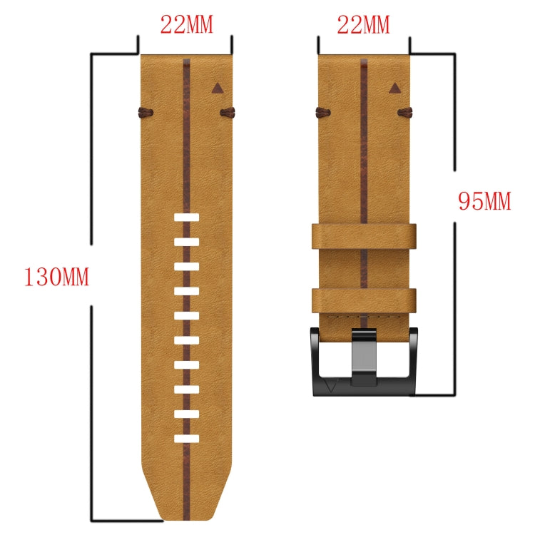 For Garmin Instinct Leather Textured 22mm Watch Band(Brown) - Watch Bands by PMC TechLife | Online Shopping South Africa | PMC TechLife | Buy Now Pay Later Mobicred