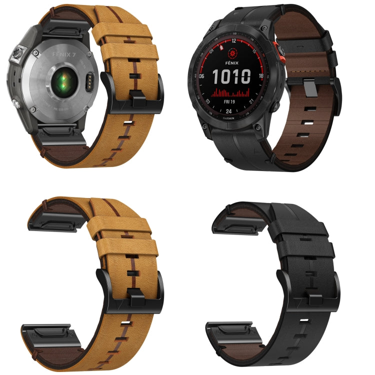 Compatible with Garmin Descent MK 1 26mm Leather Textured Watch Band(Brown) - Watch Bands by PMC TechLife | Online Shopping South Africa | PMC TechLife | Buy Now Pay Later Mobicred