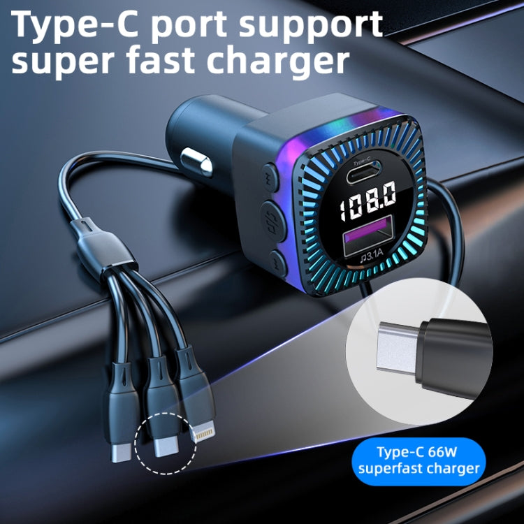 CS5 Car 3 in 1 Bluetooth 5.3 MP3 Player FM Transmitter Charger with Cable - Car Charger by PMC TechLife | Online Shopping South Africa | PMC TechLife | Buy Now Pay Later Mobicred