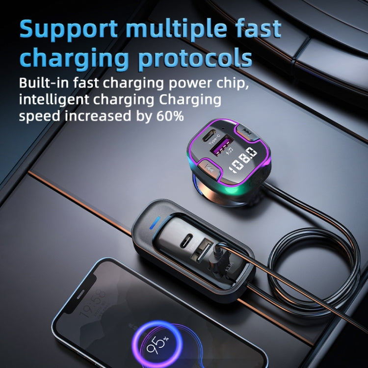 CS6 Portable Rear Seat Extended Car Charger Multi-Port Fast Charger - Car Charger by PMC TechLife | Online Shopping South Africa | PMC TechLife | Buy Now Pay Later Mobicred