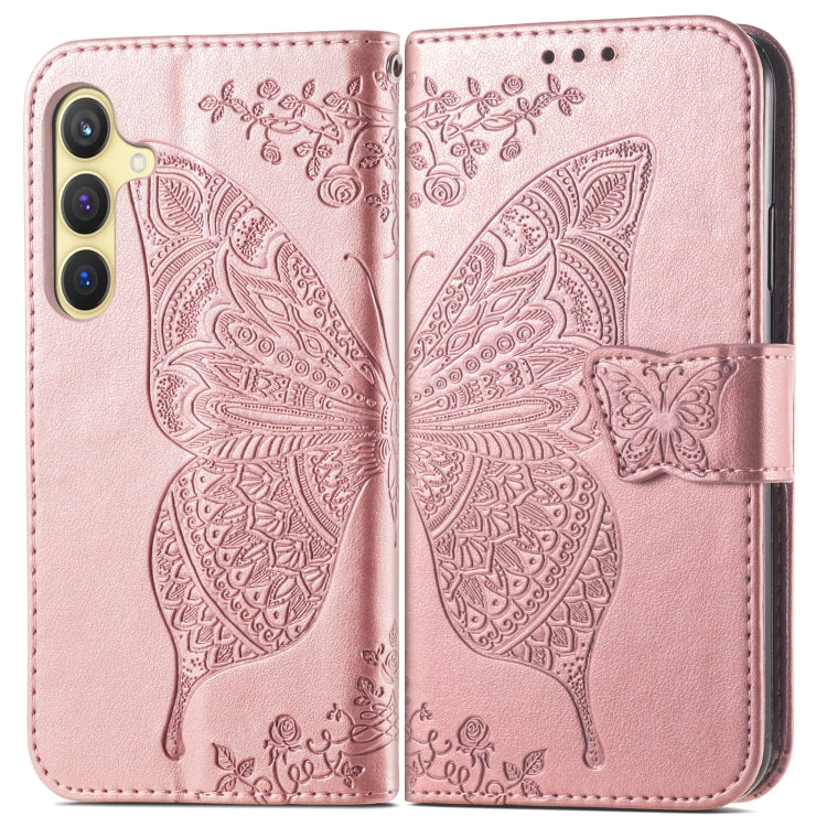 For Samsung Galaxy S24 5G Butterfly Love Flower Embossed Leather Phone Case(Rose Gold) - Galaxy S24 5G Cases by PMC TechLife | Online Shopping South Africa | PMC TechLife