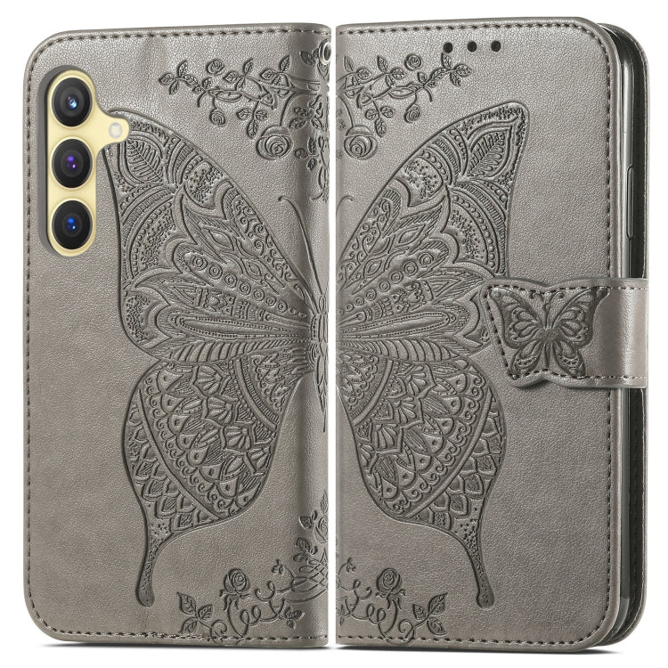 For Samsung Galaxy S24 5G Butterfly Love Flower Embossed Leather Phone Case(Gray) - Galaxy S24 5G Cases by PMC TechLife | Online Shopping South Africa | PMC TechLife