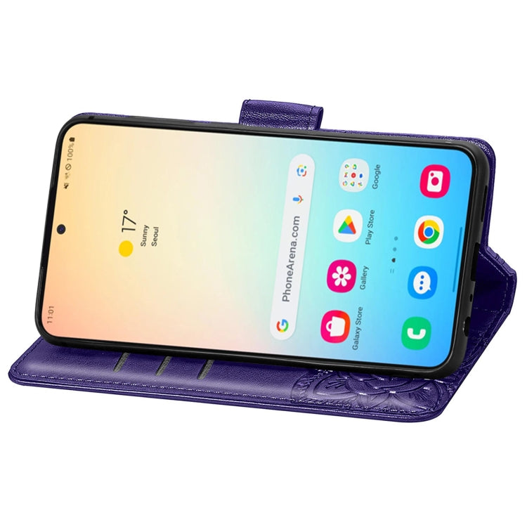 For Samsung Galaxy S24 5G Butterfly Love Flower Embossed Leather Phone Case(Dark Purple) - Galaxy S24 5G Cases by PMC TechLife | Online Shopping South Africa | PMC TechLife