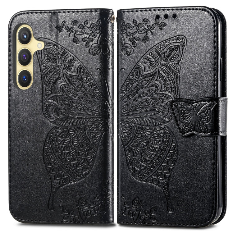For Samsung Galaxy S24+ 5G Butterfly Love Flower Embossed Leather Phone Case(Black) - Galaxy S24+ 5G Cases by PMC TechLife | Online Shopping South Africa | PMC TechLife | Buy Now Pay Later Mobicred