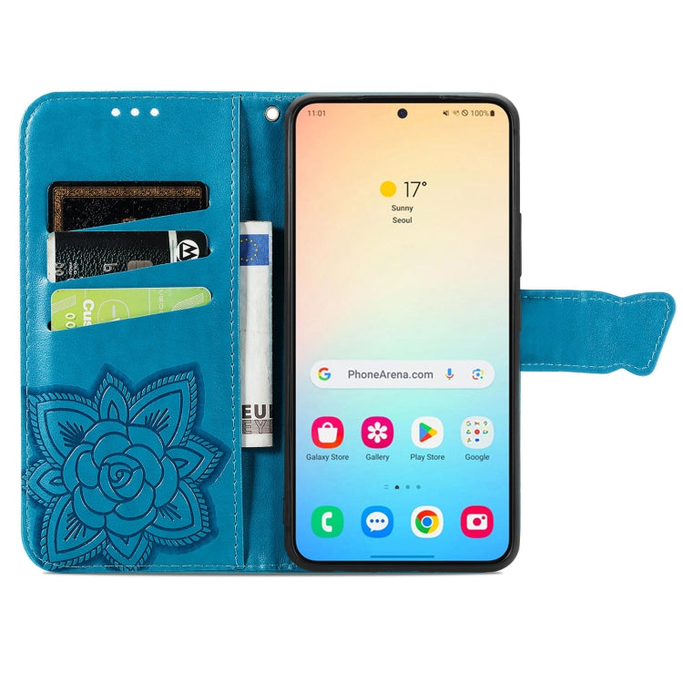 For Samsung Galaxy S24+ 5G Butterfly Love Flower Embossed Leather Phone Case(Blue) - Galaxy S24+ 5G Cases by PMC TechLife | Online Shopping South Africa | PMC TechLife