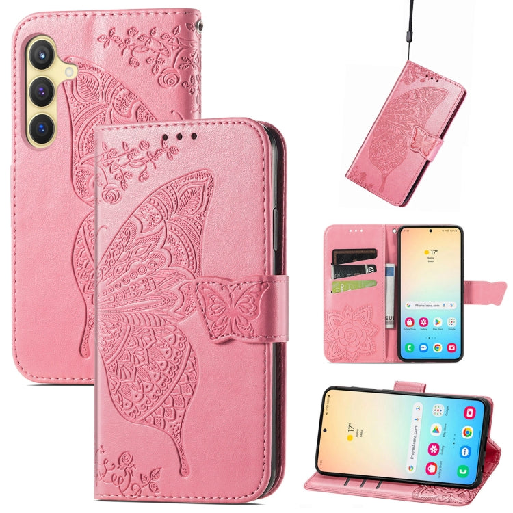 For Samsung Galaxy S24+ 5G Butterfly Love Flower Embossed Leather Phone Case(Pink) - Galaxy S24+ 5G Cases by PMC TechLife | Online Shopping South Africa | PMC TechLife