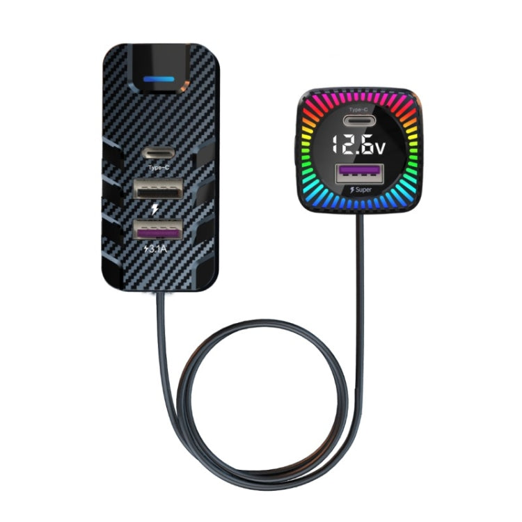 YQ3 66W Super Fast Charging 5 Port Rear Seat Extended Car Charger - Car Charger by PMC TechLife | Online Shopping South Africa | PMC TechLife | Buy Now Pay Later Mobicred