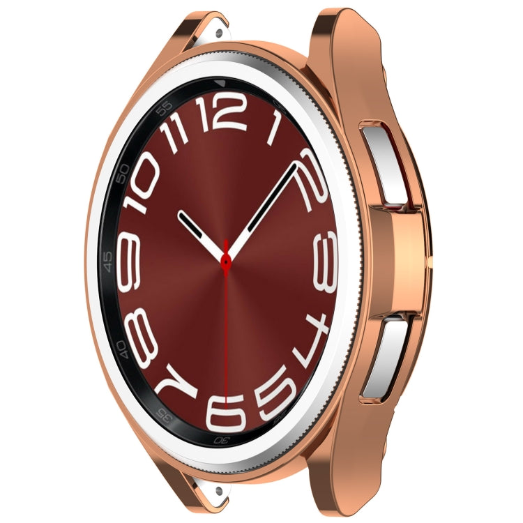 For Samsung Galaxy Watch6 Classic 47mm Electroplated TPU Half Pack Hollow Watch Protective Case(Rose Gold) - Watch Cases by PMC TechLife | Online Shopping South Africa | PMC TechLife