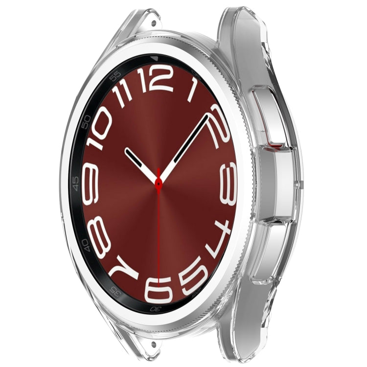 For Samsung Galaxy Watch6 Classic 43mm Electroplated TPU Half Pack Hollow Watch Protective Case(Transparent) - Watch Cases by PMC TechLife | Online Shopping South Africa | PMC TechLife