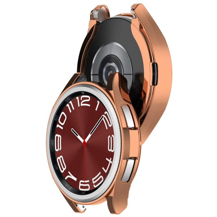 For Samsung Galaxy Watch6 Classic 43mm Electroplated TPU Half Pack Hollow Watch Protective Case(Rose Gold) - Watch Cases by PMC TechLife | Online Shopping South Africa | PMC TechLife