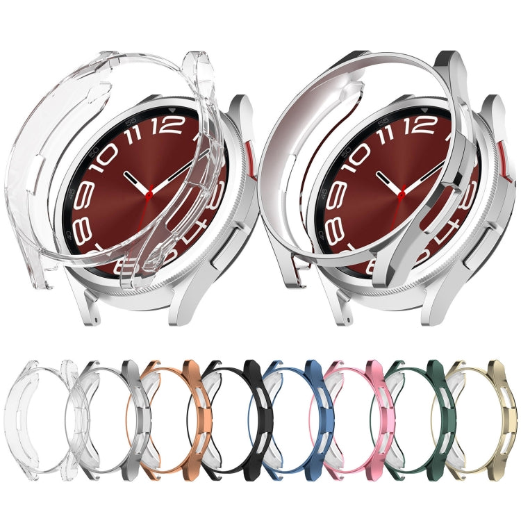 For Samsung Galaxy Watch6 Classic 43mm Electroplated TPU Half Pack Hollow Watch Protective Case(Pink) - Watch Cases by PMC TechLife | Online Shopping South Africa | PMC TechLife