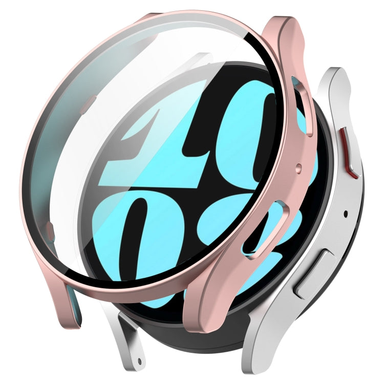 For Samsung Galaxy Watch6 40mm PC + Tempered Film Integrated Watch Protective Case(Rose Gold) - Watch Cases by PMC TechLife | Online Shopping South Africa | PMC TechLife