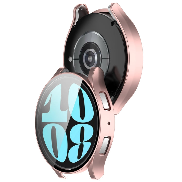For Samsung Galaxy Watch6 44mm PC + Tempered Film Integrated Watch Protective Case(Rose Gold) - Watch Cases by PMC TechLife | Online Shopping South Africa | PMC TechLife