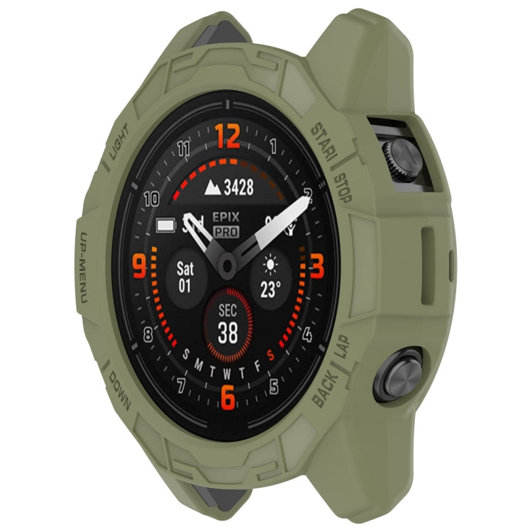 For Garmin Epix Pro / Epix Pro Gen 2 51mm / Fenix 7X / 7X Pro Armored TPU Half Wrapped Watch Protective Case(Green) - Watch Cases by PMC TechLife | Online Shopping South Africa | PMC TechLife | Buy Now Pay Later Mobicred