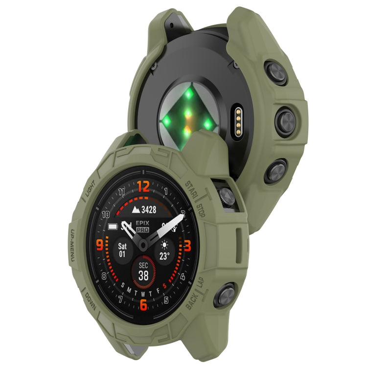 For Garmin Epix Pro / Epix Pro Gen 2 51mm / Fenix 7X / 7X Pro Armored TPU Half Wrapped Watch Protective Case(Green) - Watch Cases by PMC TechLife | Online Shopping South Africa | PMC TechLife | Buy Now Pay Later Mobicred