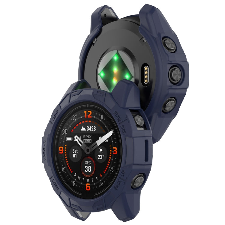 For Garmin Epix Pro 51mm / Fenix 7X / 7X Pro Armored TPU Half Wrapped Watch Protective Case(Blue) - Watch Cases by PMC TechLife | Online Shopping South Africa | PMC TechLife