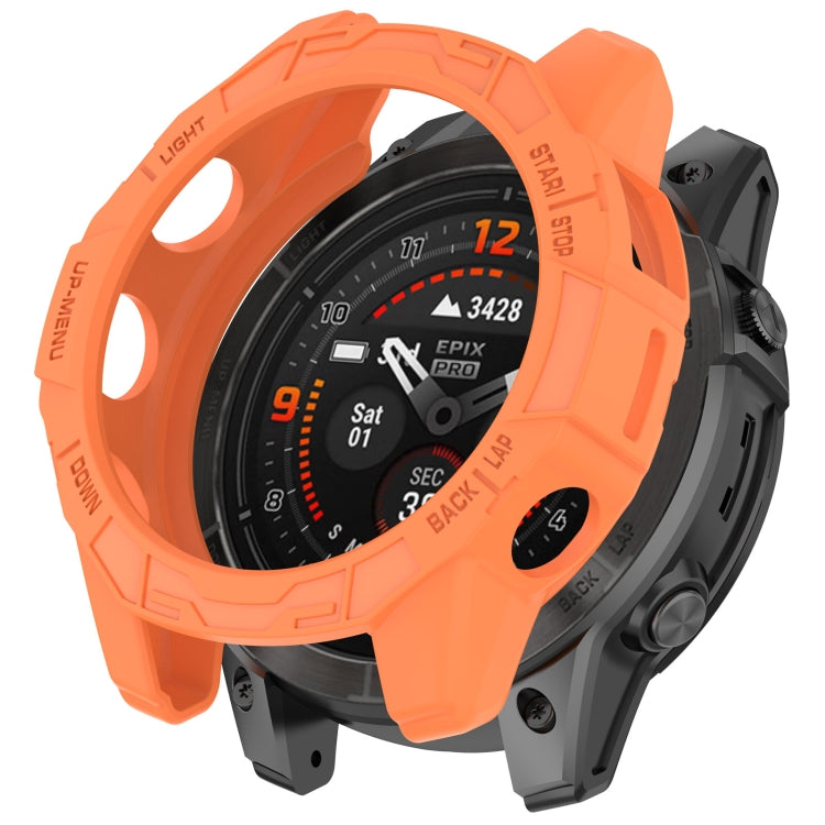 For Garmin Epix Pro 47mm / Fenix 7 / 7 Pro Armored TPU Half Wrapped Watch Protective Case(Orange) - Watch Cases by PMC TechLife | Online Shopping South Africa | PMC TechLife