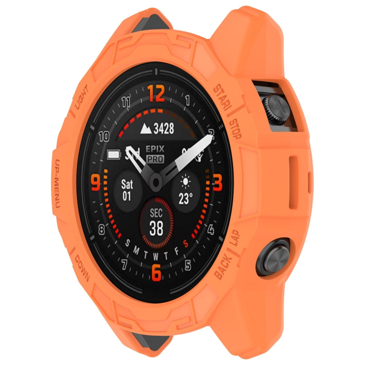 For Garmin Epix Pro 47mm / Fenix 7 / 7 Pro Armored TPU Half Wrapped Watch Protective Case(Orange) - Watch Cases by PMC TechLife | Online Shopping South Africa | PMC TechLife