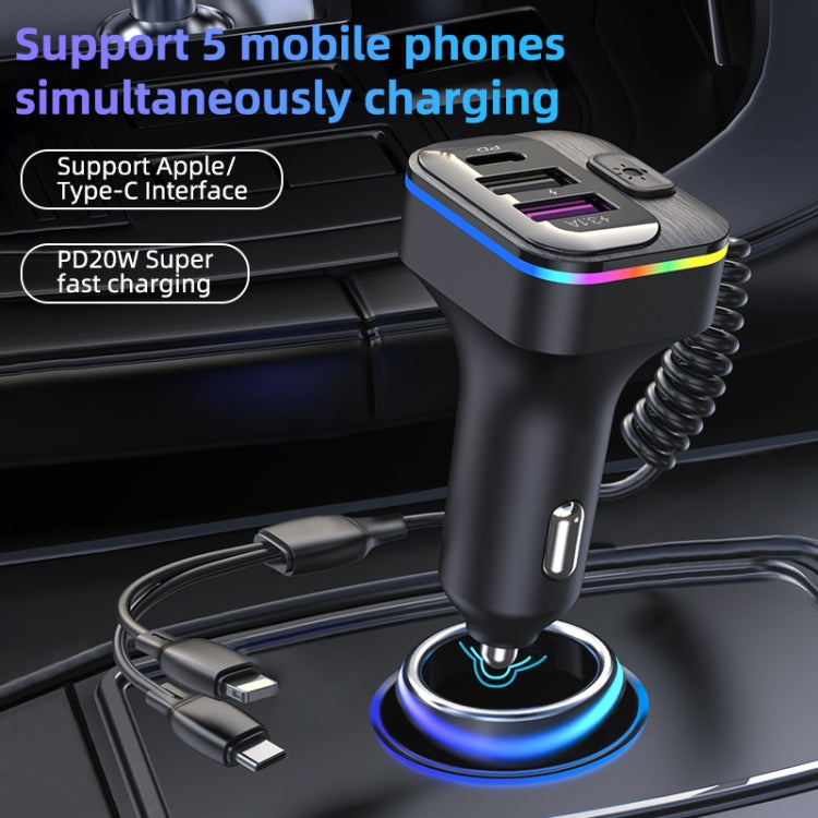 K12 With Type-C / 8-Pin Charging Cable Phone Fast Charging Adapter 2 USB + 1 Type-C PD Car Charger - Car Charger by PMC TechLife | Online Shopping South Africa | PMC TechLife | Buy Now Pay Later Mobicred