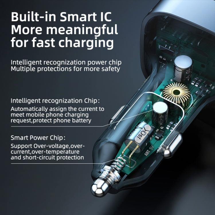 K12 With Type-C / 8-Pin Charging Cable Phone Fast Charging Adapter 2 USB + 1 Type-C PD Car Charger - Car Charger by PMC TechLife | Online Shopping South Africa | PMC TechLife | Buy Now Pay Later Mobicred