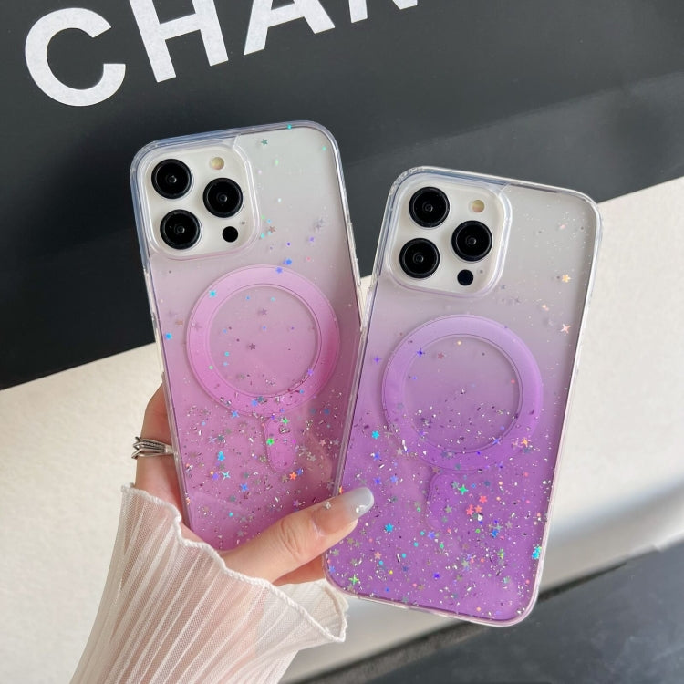 For iPhone 13 MagSafe Glitter Hybrid Clear TPU Phone Case(Purple) - iPhone 13 Cases by PMC TechLife | Online Shopping South Africa | PMC TechLife