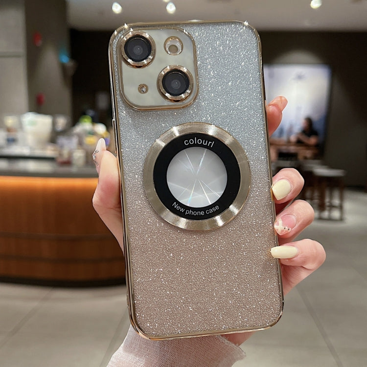 For iPhone 14 Plus MagSafe Gradient Glitter Electroplating TPU Phone Case(Golden) - iPhone 14 Plus Cases by PMC TechLife | Online Shopping South Africa | PMC TechLife