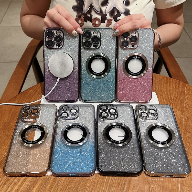 For iPhone 15 Plus MagSafe Gradient Glitter Electroplating TPU Phone Case(Silvery) - iPhone 15 Plus Cases by PMC TechLife | Online Shopping South Africa | PMC TechLife