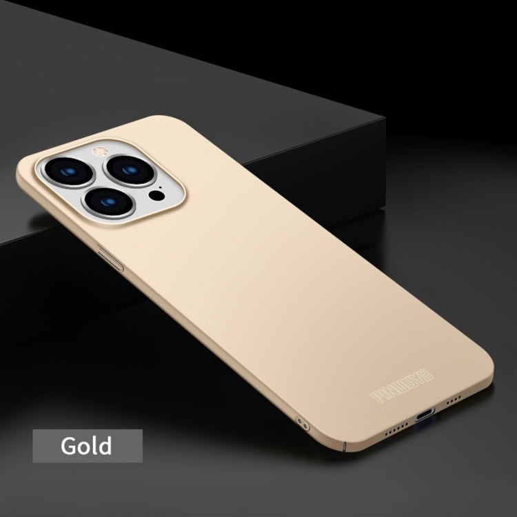 For iPhone 15 Pro Max PINWUYO Micro-Frosted PC Ultra-thin Hard Phone Case with Magsafe Magnetic Ring(Gold) - free shipping - PMC TechLife - Order now!