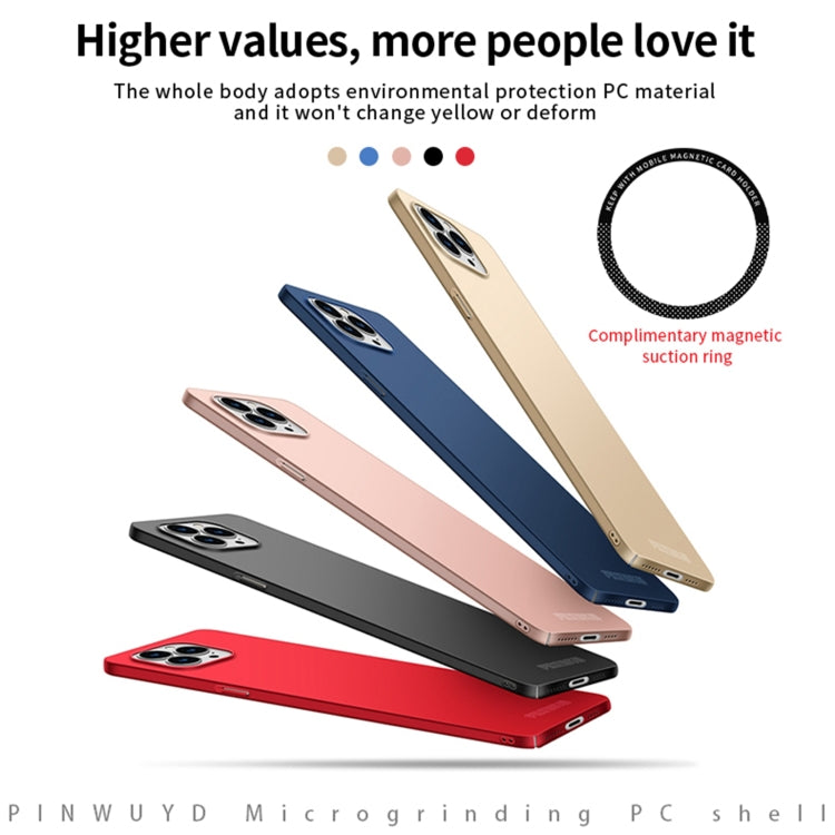 For iPhone 15 Pro Max PINWUYO Micro-Frosted PC Ultra-thin Hard Phone Case with Magsafe Magnetic Ring(Gold) - free shipping - PMC TechLife - Order now!