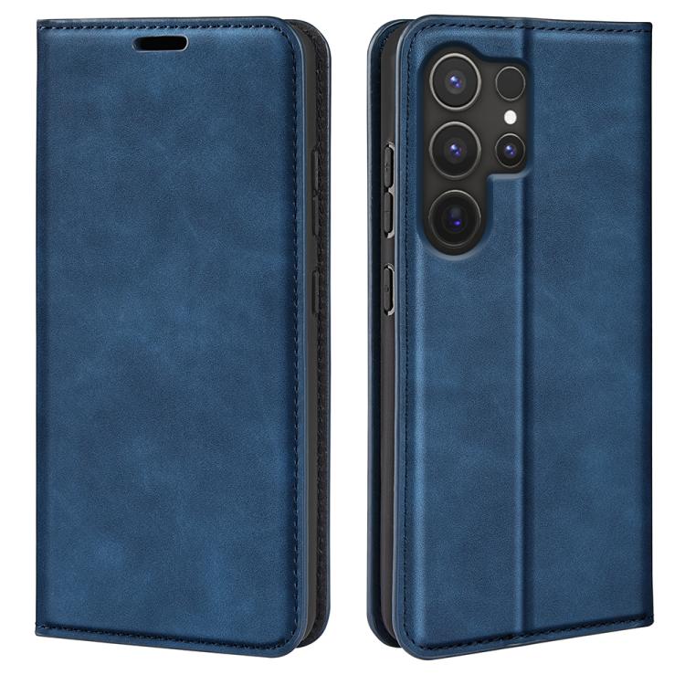 For Samsung Galaxy S25 Ultra 5G Retro-skin Magnetic Suction Leather Phone Case(Dark Blue) - Galaxy S25 Ultra 5G Cases by PMC Jewellery | Online Shopping South Africa | PMC Jewellery | Buy Now Pay Later Mobicred