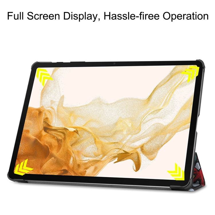 For Samsung Galaxy Tab S9+ JUNSUNMAY Custer Painted 3-Fold Stand Leather Smart Tablet Case(Graffiti) - free shipping - PMC Jewellery - Order now!