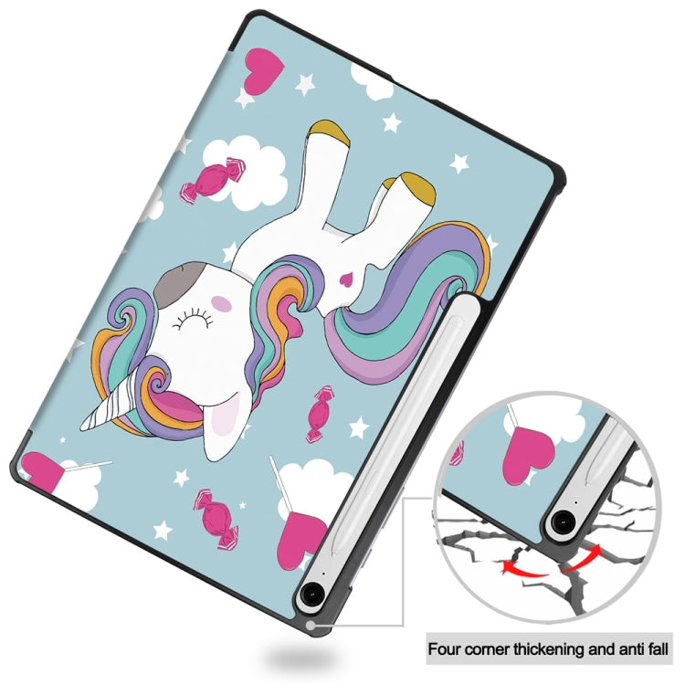 For Samsung Galaxy Tab S9 FE 10.9 JUNSUNMAY Custer Painted 3-Fold Stand Leather Smart Tablet Case(Unicorn) - free shipping - PMC Jewellery - Order now!