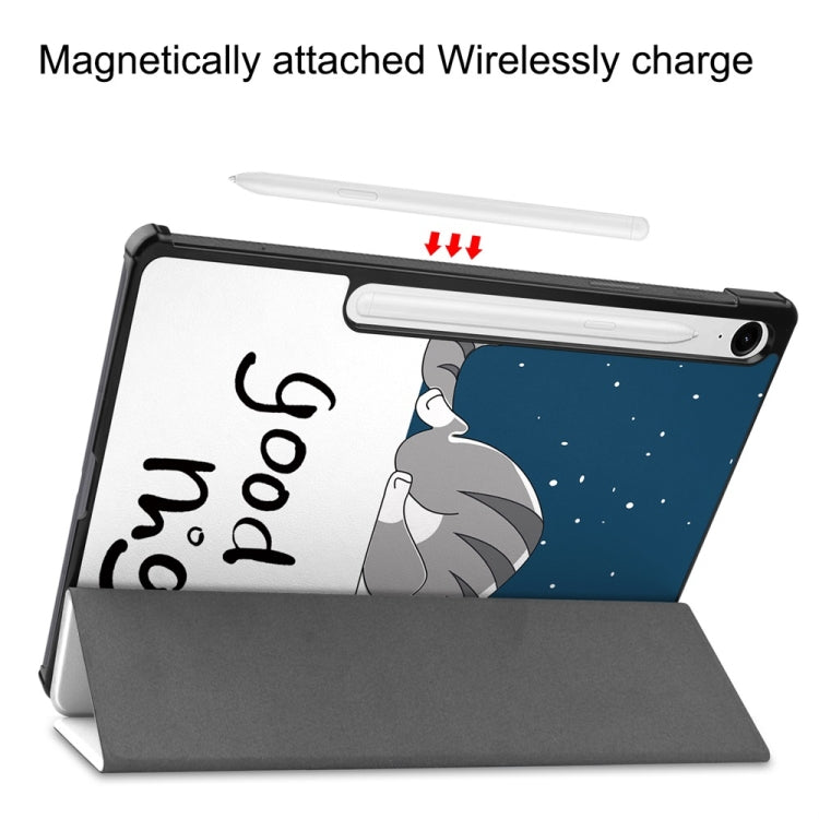 For Samsung Galaxy Tab S9 FE 10.9 JUNSUNMAY Custer Painted 3-Fold Stand Leather Smart Tablet Case(Lazy Cat) - free shipping - PMC Jewellery - Order now!