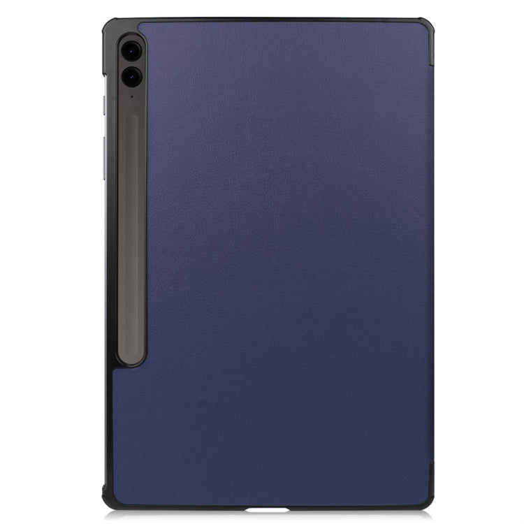 For Samsung Galaxy Tab S9 FE+ 12.4 JUNSUNMAY Custer Solid Color 3-Fold Stand Leather Smart Tablet Case(Dark Blue) - free shipping - PMC Jewellery - Order now!