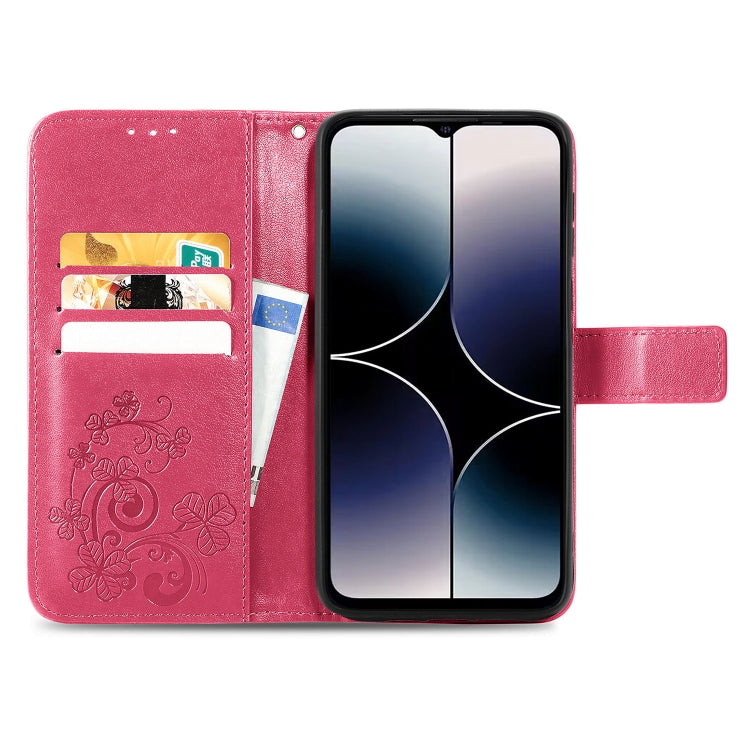 For Ulefone Note 16 Pro Four-leaf Clasp Embossed Buckle Leather Phone Case(Magent) - Ulefone Cases by PMC TechLife | Online Shopping South Africa | PMC TechLife | Buy Now Pay Later Mobicred