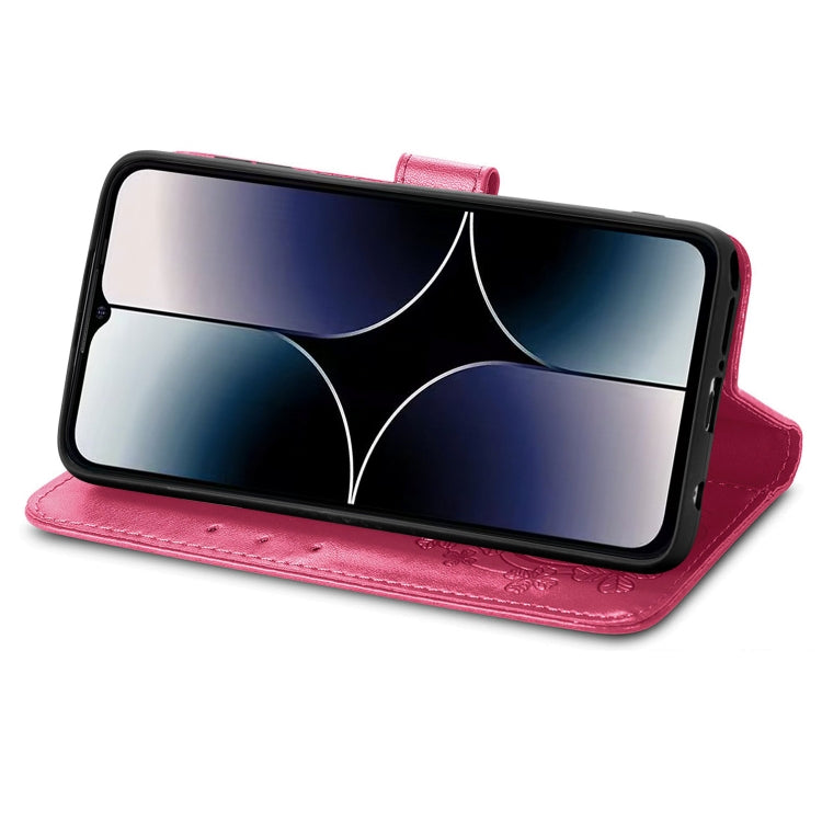 For Ulefone Note 16 Pro Four-leaf Clasp Embossed Buckle Leather Phone Case(Magent) - Ulefone Cases by PMC TechLife | Online Shopping South Africa | PMC TechLife | Buy Now Pay Later Mobicred