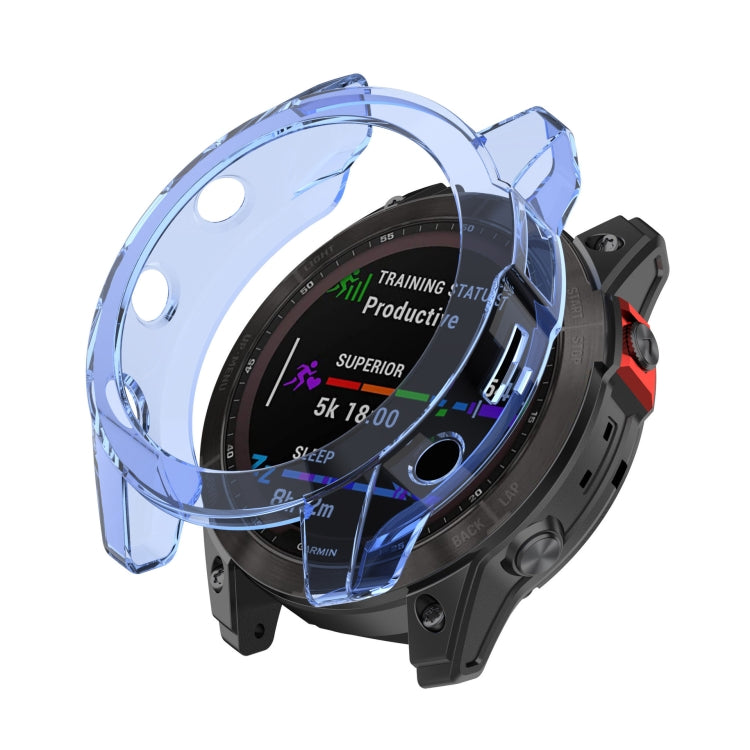 For Garmin Fenix 7S Pro Half-Package TPU Watch Protective Case(Transparent Blue) - Watch Cases by PMC TechLife | Online Shopping South Africa | PMC TechLife | Buy Now Pay Later Mobicred