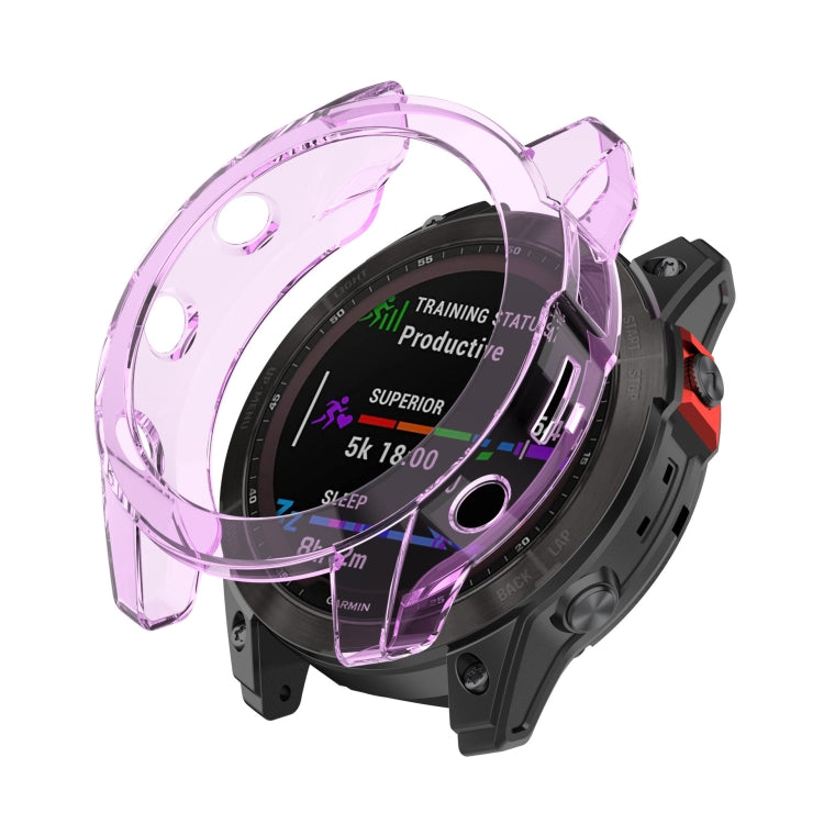 For Garmin Epix Pro 47mm Half-Package TPU Watch Protective Case(Transparent Purple) - Watch Cases by PMC TechLife | Online Shopping South Africa | PMC TechLife | Buy Now Pay Later Mobicred