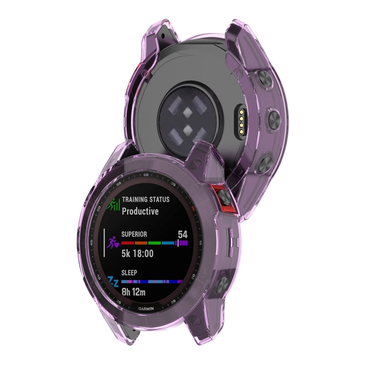 For Garmin Epix Pro 47mm Half-Package TPU Watch Protective Case(Transparent Purple) - Watch Cases by PMC TechLife | Online Shopping South Africa | PMC TechLife | Buy Now Pay Later Mobicred