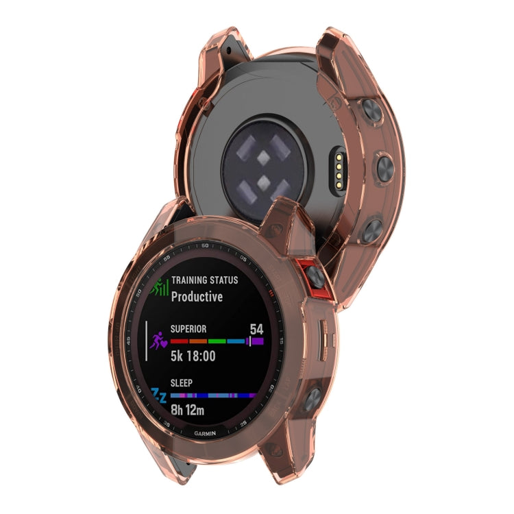 For Garmin Epix Pro 42mm Half-Package TPU Watch Protective Case(Transparent Orange) - Watch Cases by PMC TechLife | Online Shopping South Africa | PMC TechLife | Buy Now Pay Later Mobicred