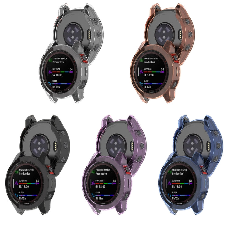 For Garmin Fenix 7S Pro Half-Package TPU Watch Protective Case(Transparent Purple) - Watch Cases by PMC TechLife | Online Shopping South Africa | PMC TechLife | Buy Now Pay Later Mobicred