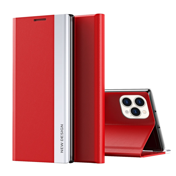 For iPhone 16 Pro Side Electroplated Adsorption Leather Phone Case(Red) - iPhone 16 Pro Cases by PMC TechLife | Online Shopping South Africa | PMC TechLife | Buy Now Pay Later Mobicred