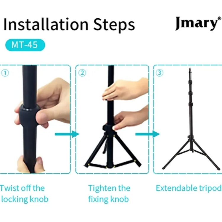 JMARY MT45 Cell Phone Clip Camera Mount Holder Telescopic Selfie Stick Outdoor Tripod Stand - Tripods by PMC TechLife | Online Shopping South Africa | PMC TechLife | Buy Now Pay Later Mobicred