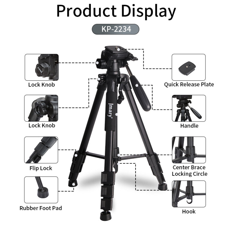 JMARY KP2234 Telescopic Aluminum Alloy SLR Camera Phone Live Streaming  Photography Tripod(Black) - free shipping - PMC TechLife - Order now!