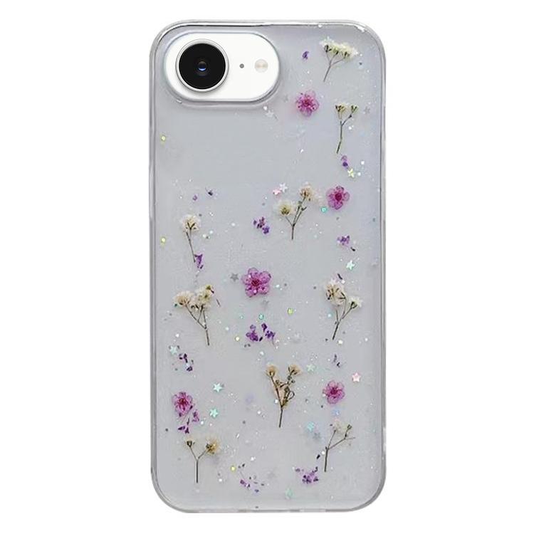For iPhone 16e Gypsophila Flowers Pattern TPU Protective Phone Case(Purple) - iPhone 16e Cases by PMC TechLife | Online Shopping South Africa | PMC TechLife | Buy Now Pay Later Mobicred