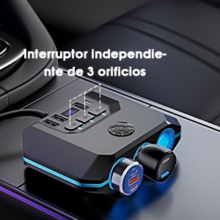 TR-52 With LED Voltage Display QC3.0 Car Fast Charging 3 Socket Adapter - Car Charger by PMC TechLife | Online Shopping South Africa | PMC TechLife | Buy Now Pay Later Mobicred