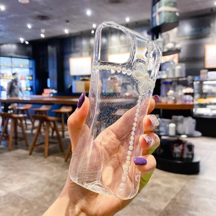 For iPhone 16 Pearl Bow Glitter Epoxy TPU Phone Case(Cross Knots) - iPhone 16 Cases by PMC TechLife | Online Shopping South Africa | PMC TechLife | Buy Now Pay Later Mobicred